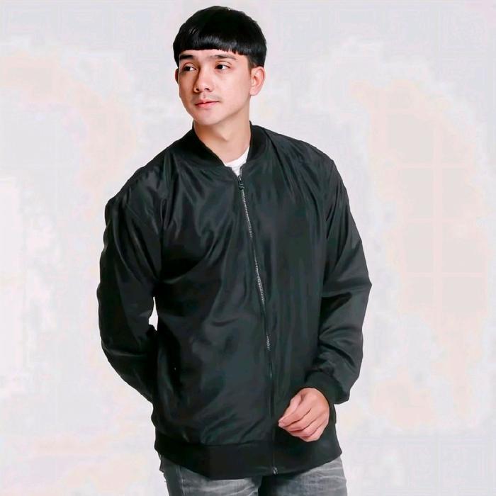 Jaket Bomber Parasut Despo Tipis_Jaket Parasut Despo Pria Bahan Tipis_BB Max 60 kg - HITAM, M