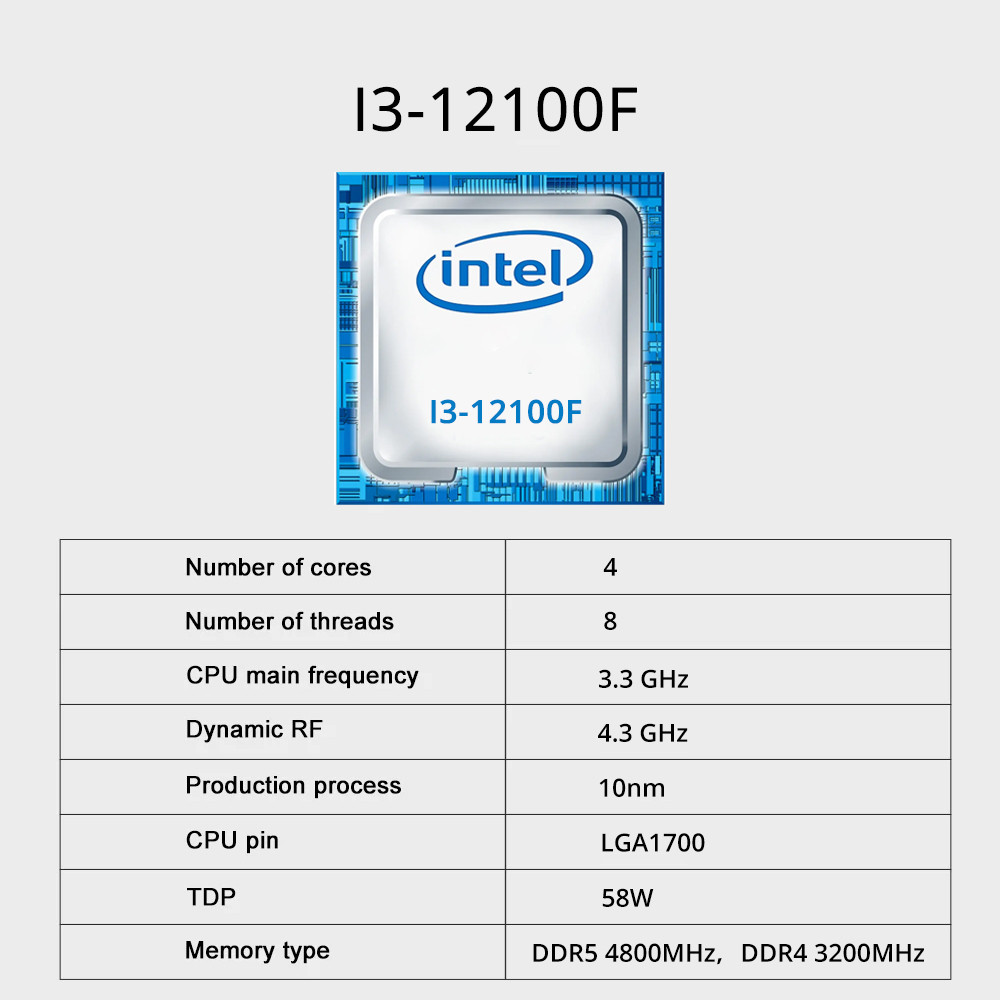 SOYO Motherboard Set H610M LGA1700 with Intel CPU i3 12100F DDR4 (8G*2) 16GB 3200MHz Desktop