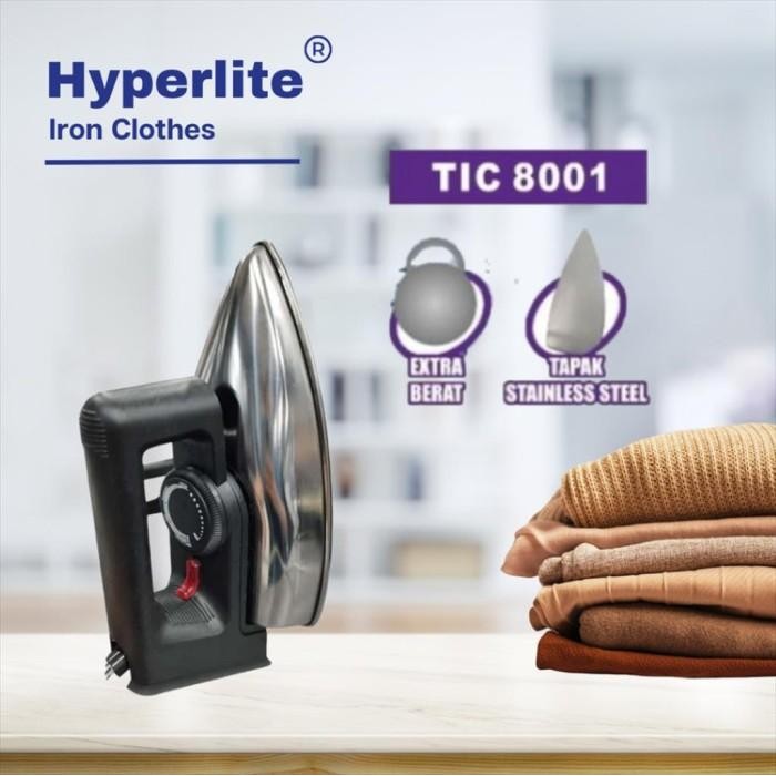 Setrika baju hyperlite TIC 8001 gosokan baju low watt stainless