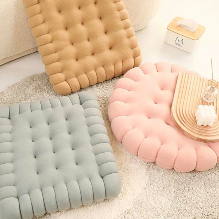 TERBARU Bantal duduk motif biskuit / Sofa bantal ruangan lucu besar BISA GRAB