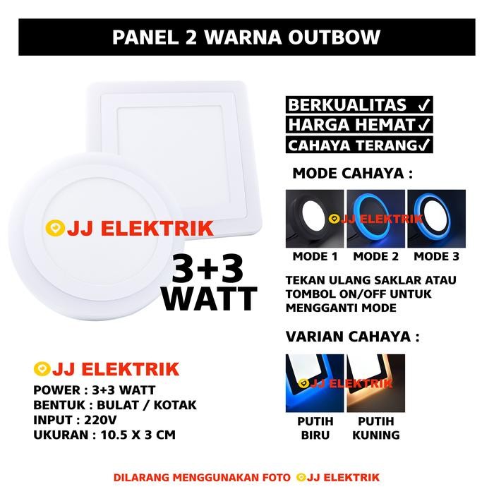 Pilihan- Lampu Led Panel 2 Warna 3+3W Watt Outbow Lampu Downlight Plafon Outbow