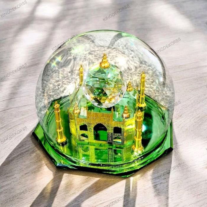 KD88 TAJ Miniatur Kristal Masjid Taj Mahal Kubah Kaca Souvenir Haji Umroh Hadiah Pajangan Dekorasi