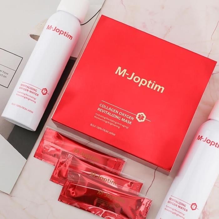 M-Joptim Collagen Oxygen Revitalizing Mask Set Wajah & Tubuh - 10 Pcs Masker Wajah 3.5g & 180ml