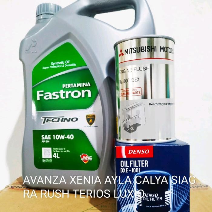 PAKET OLI PERTAMINA FASTRON TECHNO HIJAU GALON 4L ORIGINAL + FILTER OLI + ENGINE FLUSH UNTUK AVANZA