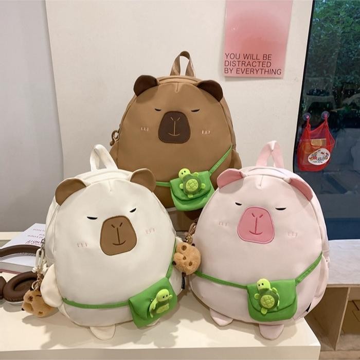 Palomino - Arya Bag Tas Ransel Wanita Cute Capybara Korean Style Casual Backpack Perempuan Stylish -