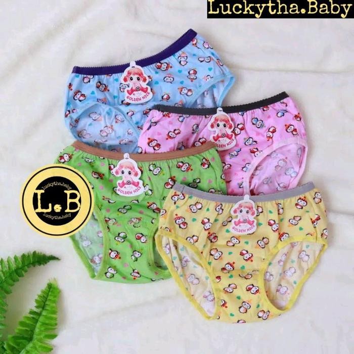 Pilihan- 6Pc_Cd Anak Perempuan Golden Nick 057 Warna Print / Cd Golden Nick / Celana Dalam