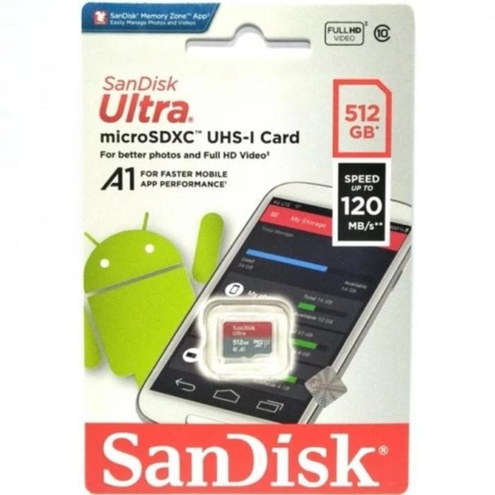 Terbaik Memori Memory Card Microsd / Sandisk Ultra Microsdxc Uhs-1 A1 512Gb 100% Ori