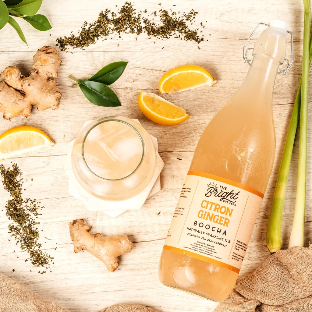 

Lemon Ginger Kombucha 1 Liter The Bright Brewers Teh Fermentasi Jahe