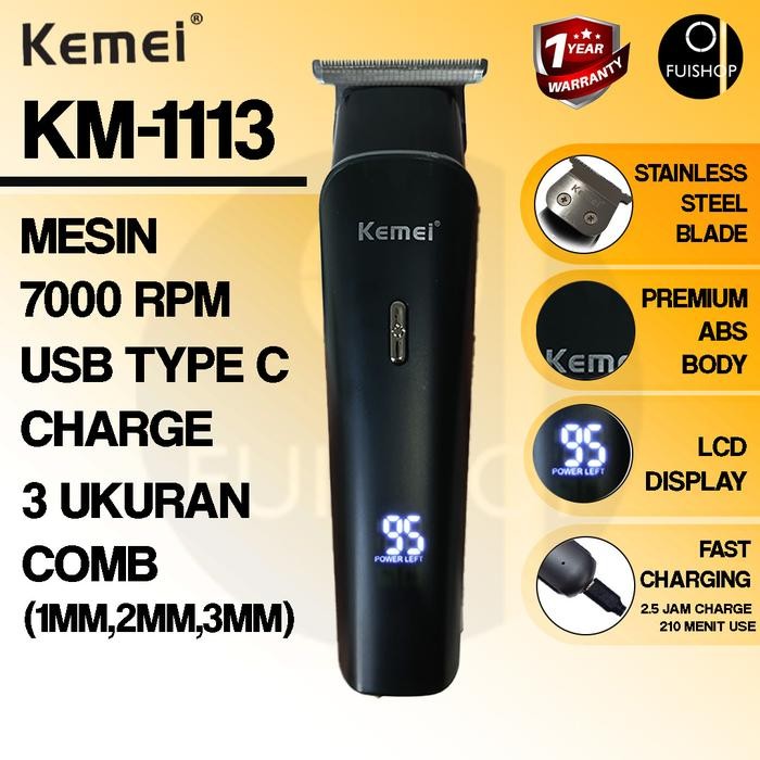 Wahl Kemeie - Km 1113 Mesin Pencukur Rambut Trimmer Alat Cukur Led Usb Original Kumis Jenggot Sisir