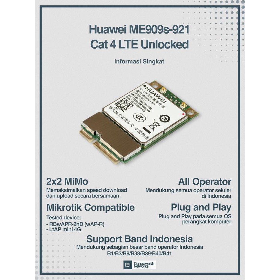 Module ME909s-821 Cat 4 LTE Unlocked WWAN untuk Mikrotik used