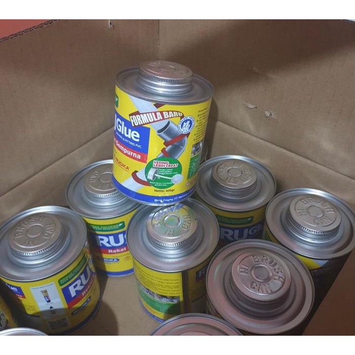 

Lem Rucika Ruglue Truglue Pipa pralon PVC 400g 400 Perekat kaleng ORI