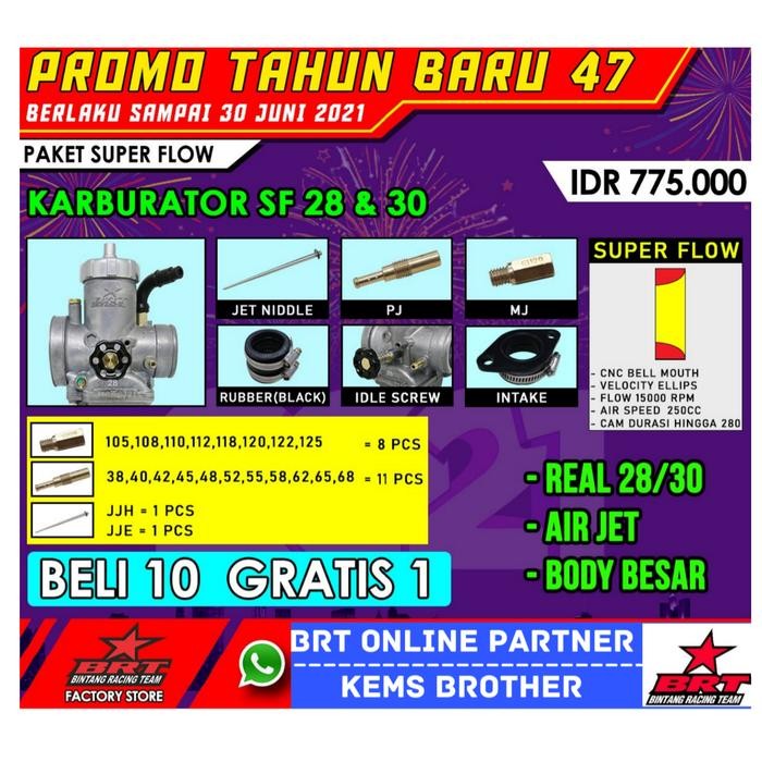 SUPER FLOW BRT KARBURATOR KARBU PE 28 DAN PE30 ORIGINAL QUALITY