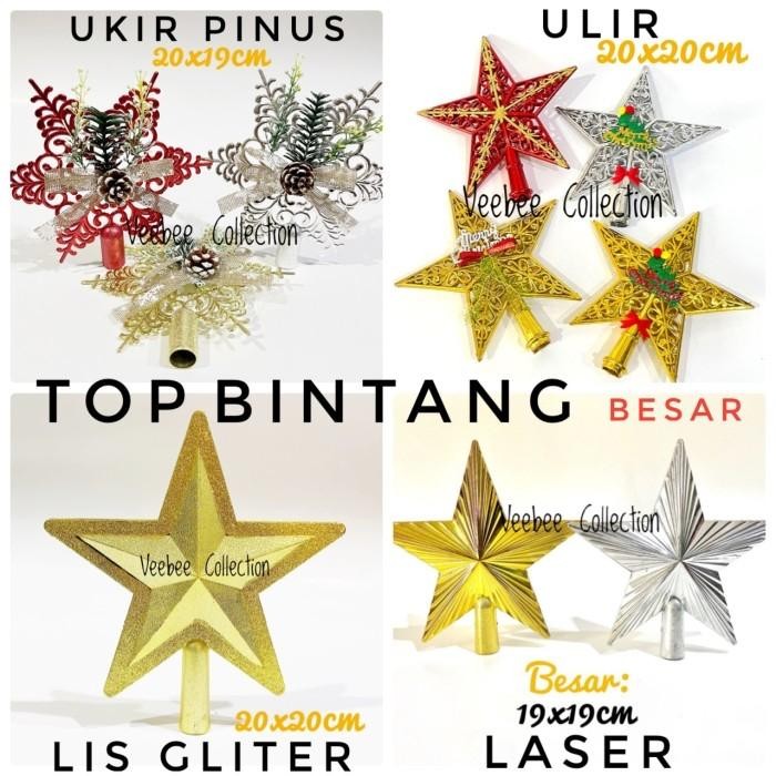Pilihan- Topper Bintang Pohon Natal Besar/ Ujung Pohon Natal Besar/ Top Bintang