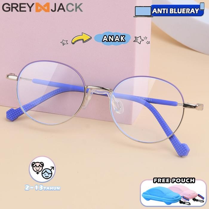 Grey Jack Kacamata Antiradiasi Blueray Anak Oval Metal Ringan 6035