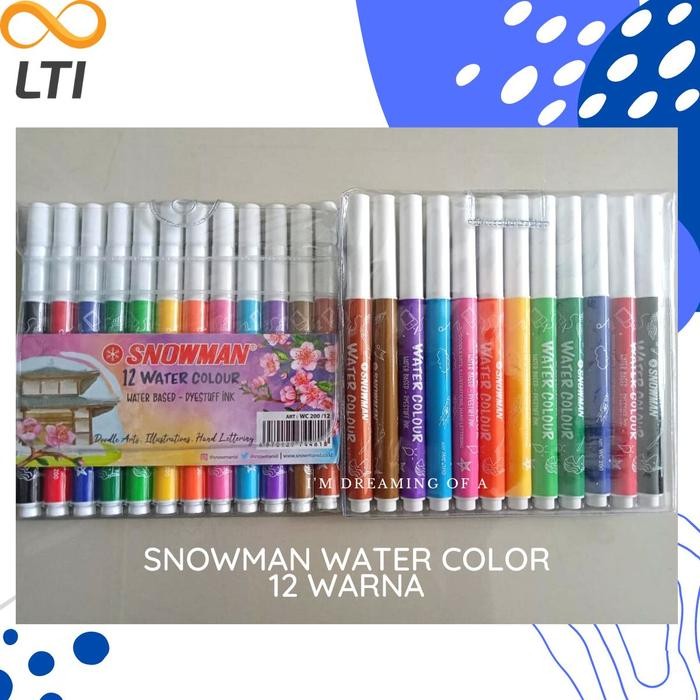 

OJ Spidol Snowman Water Colour Marker Spidol Anak WC-200-12 Stationery