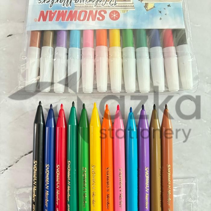 

OJ Azka Stationery SATU SET ( 12 WARNA ) Spidol Snowman 12 Warna PW-12A