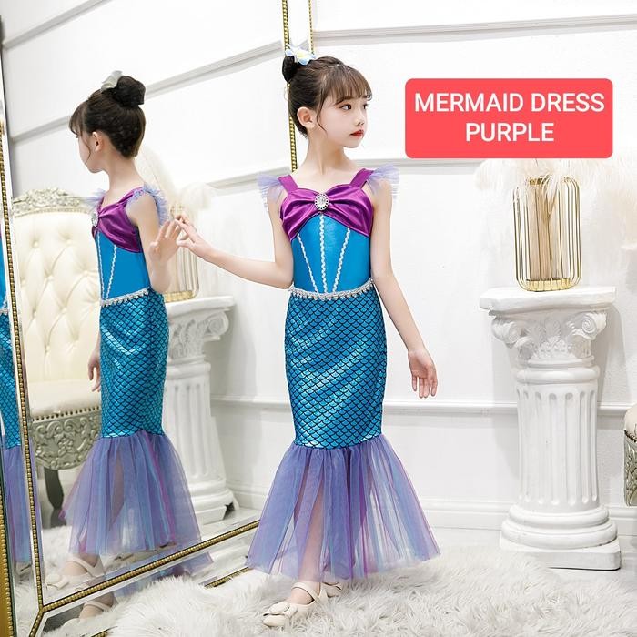 ASLI BAJUKIDDIE MERMAID DRESS PULE KOSTUM PRINCESS ANAK ARIEL DUYUNG READY STOCK