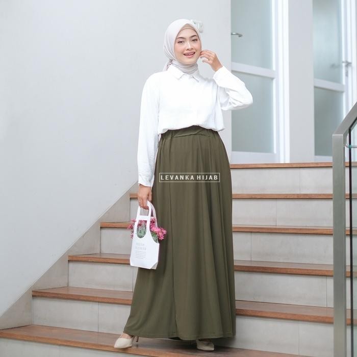 Pilihan- Rok Jersey Panjang Payung Jumbo Rok Maxi Jumbo Wanita Polos Bahan Jersey Korea - Rj