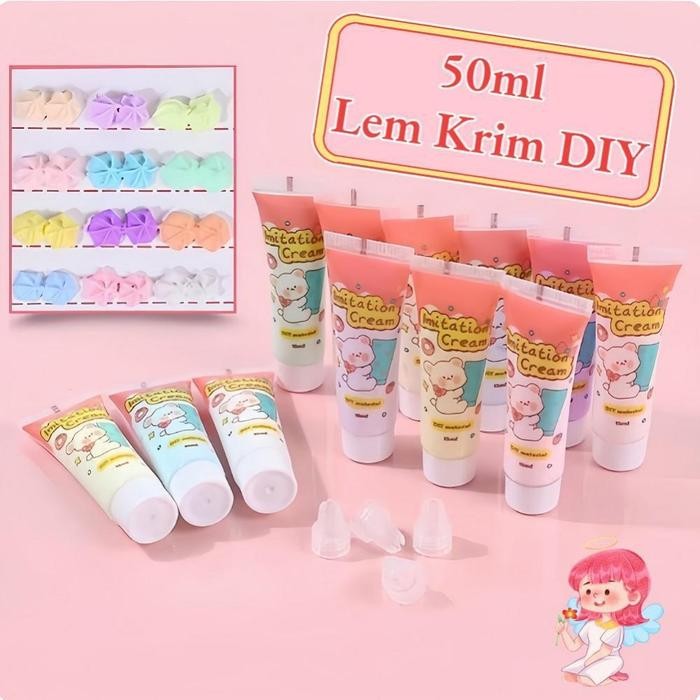 

New Paket Bahan Lem Krim Dekoratif DIY 50Ml/Mainan Buatan Tangan Krim DIY Simulasi untuk Anak-anak