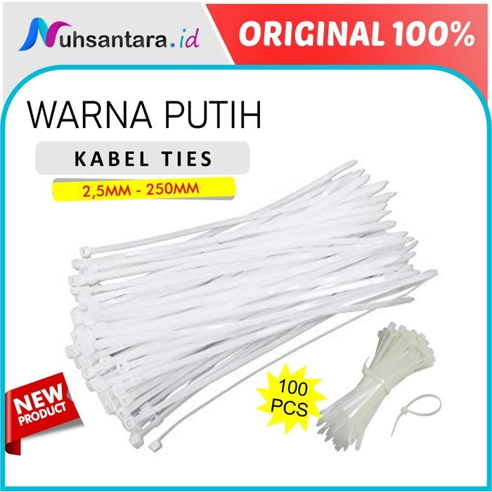 

New Kabel Ties 25 cm Isi 100pcs Warna Putih Perapi Kabel Listrik Komputer