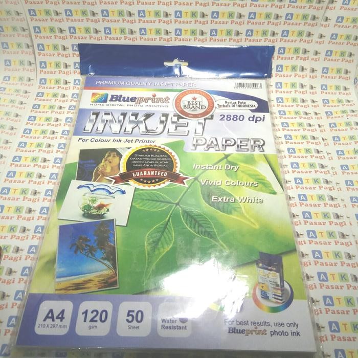 

inkjet paper blue print 2880 dpi A4 120 gram ( 50 lbr)