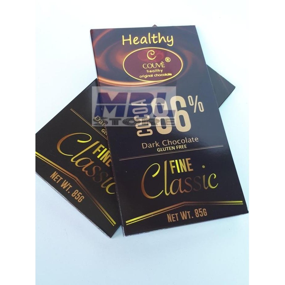 

Stok Baru Couve Healthy Chocolate gluten free 86% fine classic