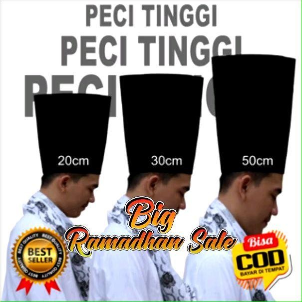 Pilihan- Peci Songkok Kopiah Hitam Tinggi 20 30 50Cm - Peci Hitam Madura - Peci Songkok