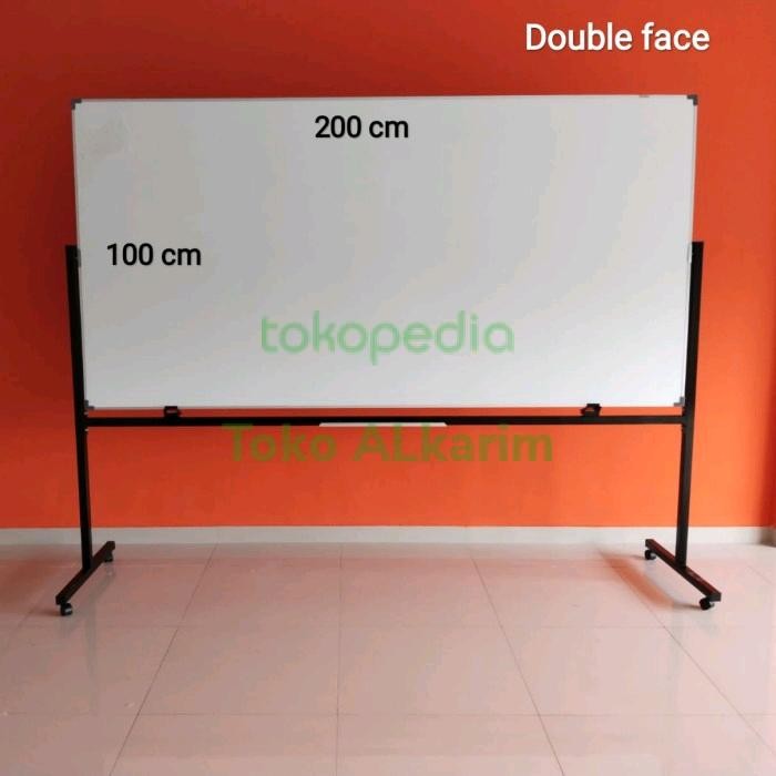 

whiteboard standing 100 x 200 Dua sisi bolak balik