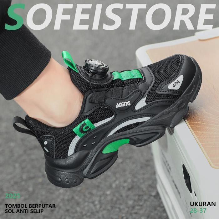 Piero Kidswear - Sepatu Anak Fashion Sepatu Anak Hitam Sepatu Siswa Bernapas Mesh Sneakers Sepatu