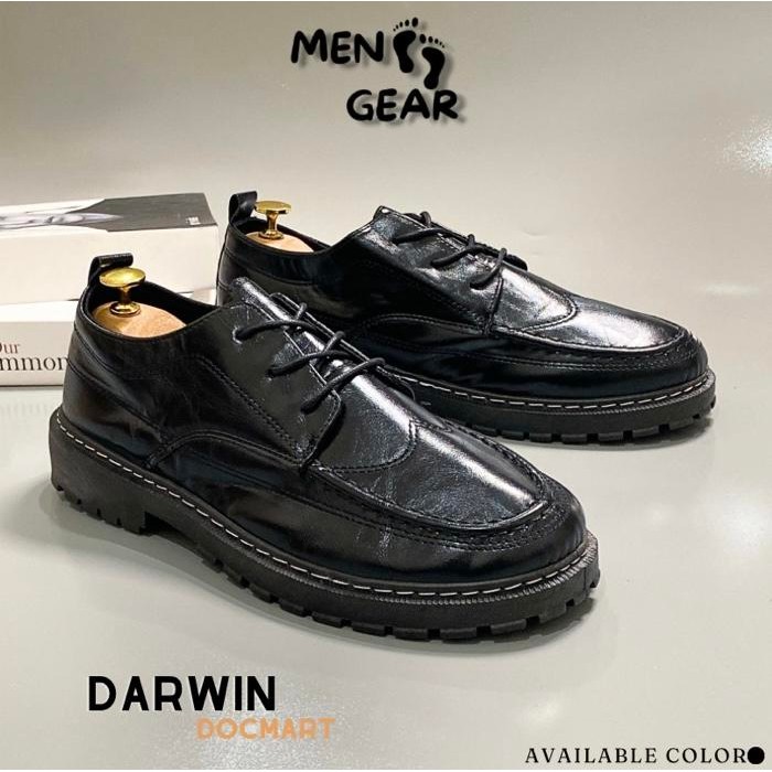 MENFOOTGEAR Darwin Sepatu Wisuda Pria Sepatu Casual Sepatu Sneakers Kulit Pu Leather Hitam