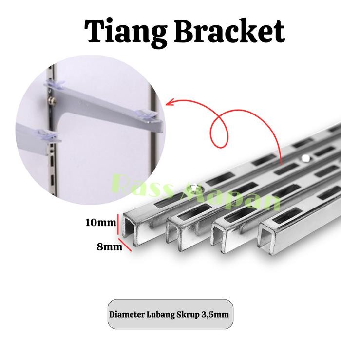 Tiang Braket Kaca Kayu Rak Display Wallshelf Bracket
