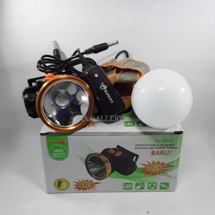 Ready Senter Kepala LED Sunpro 7w - SL 8800 (Putih/Kuning)