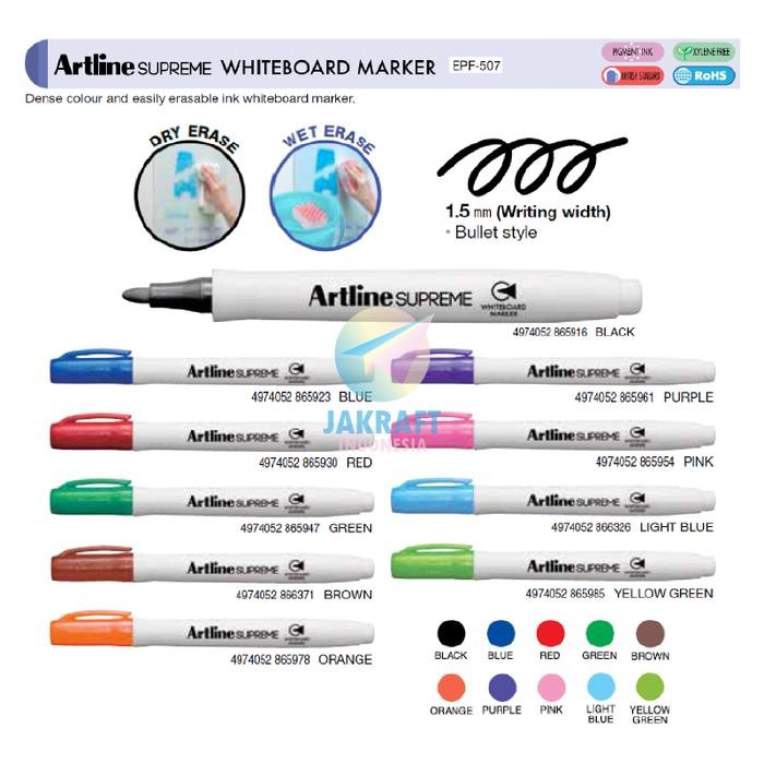 

New (1 Pcs) Spidol Papan Tulis & Kaca ARTLINE Supreme Whiteboard Marker EPF-507 Dapat Dihapus 1.5 mm