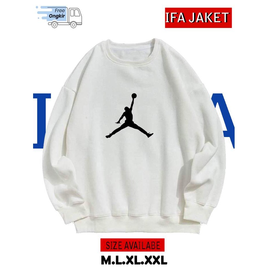 Sweater Crewneck Olahraga NBAa Air Jordan Putih Jumbo Lengan Panjang terlaris