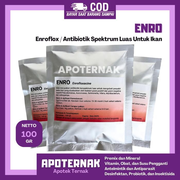ENRO 100 GRAM ENRO FLOXA CINE ANTIBIOTIK IKAN SAKIT APAPUN