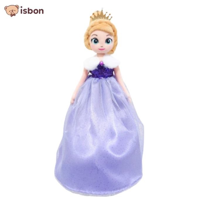MJ Boneka princess mona mainan anak cewek puteri dress purple baju ungu plush doll anna figure