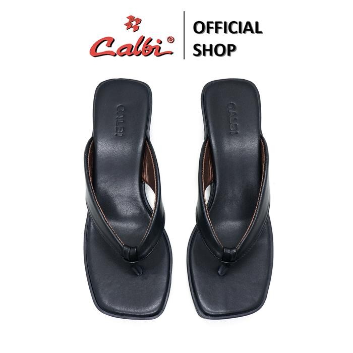 P0B2  Calbi Hf 461 Sandal Block Sandal Heels 4Cm Kulit Jepit Perempuan Ootd Polos Casey