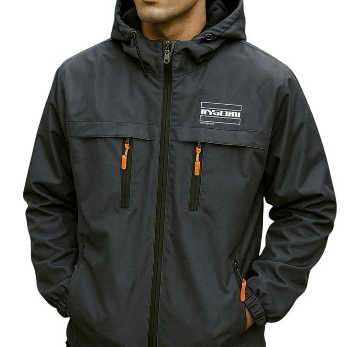 Eiger - Jaket Outdoor Parasut Cowa /Waterpuk Parasut Pria Casual Waterproof Keren Hitam Distro Cowok