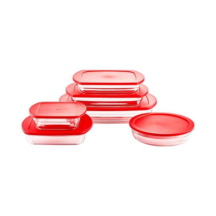 AZKO Culinart Wadah Saji Kaca Dengan Tutup Square Tempat Saji Makanan Wadah Hidangan Serving Pot