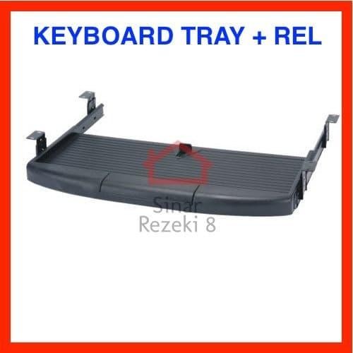 r352- Rak Keyboard Tray Rel Laci Tempat Tatakan Keyboard Meja Komputer
