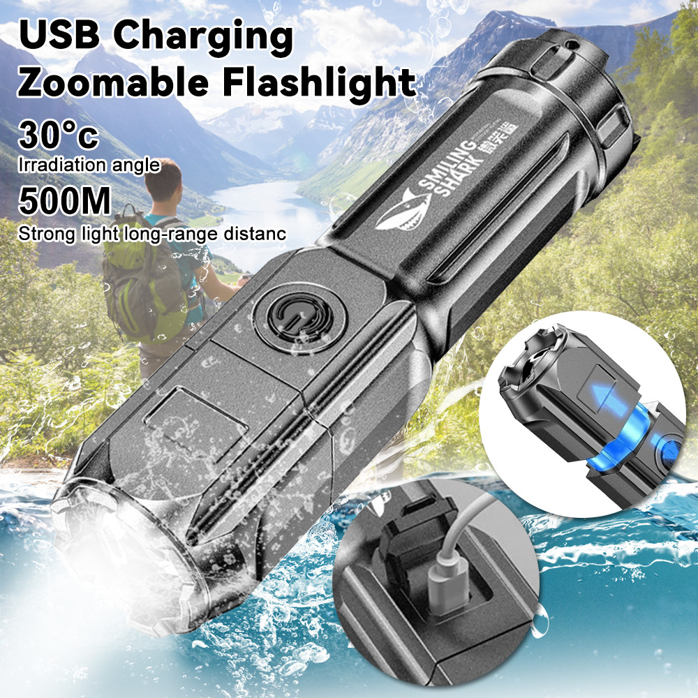 Strong Light Rechargeable LED Flashlight Multi-function Focusing Zoom LED Flashlight Small Portable