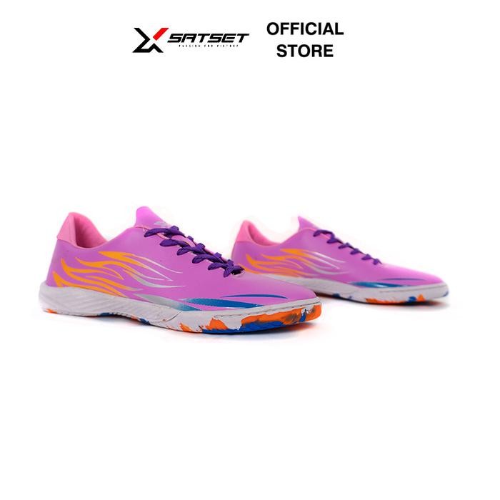 SATSET X Sepatu Futsal Azazil Demonic In Pink Peach Anti Selip Size 38-43 Gratis Kaos Kaki