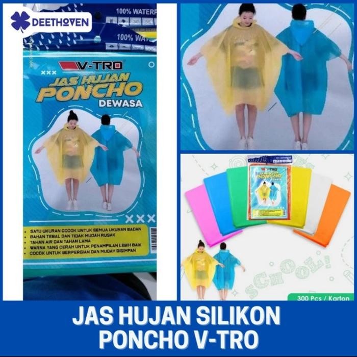 ORIGINAL Jas Hujan Poncho Dewasa V-TRO READY STOCK