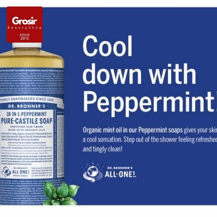 Terlaris [BPOM] Dr Bronner Sabun Cair Peppermint Pure Castile Soap Dr Bronners SALE