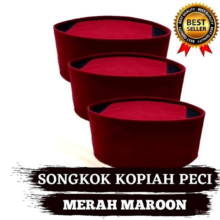 SIAPKIRIM Songkok maroon ,kopiah merah maroon Ac peci tinggi 6 Cm,7cm,8cm,9cm,10cm Dewasa merah
