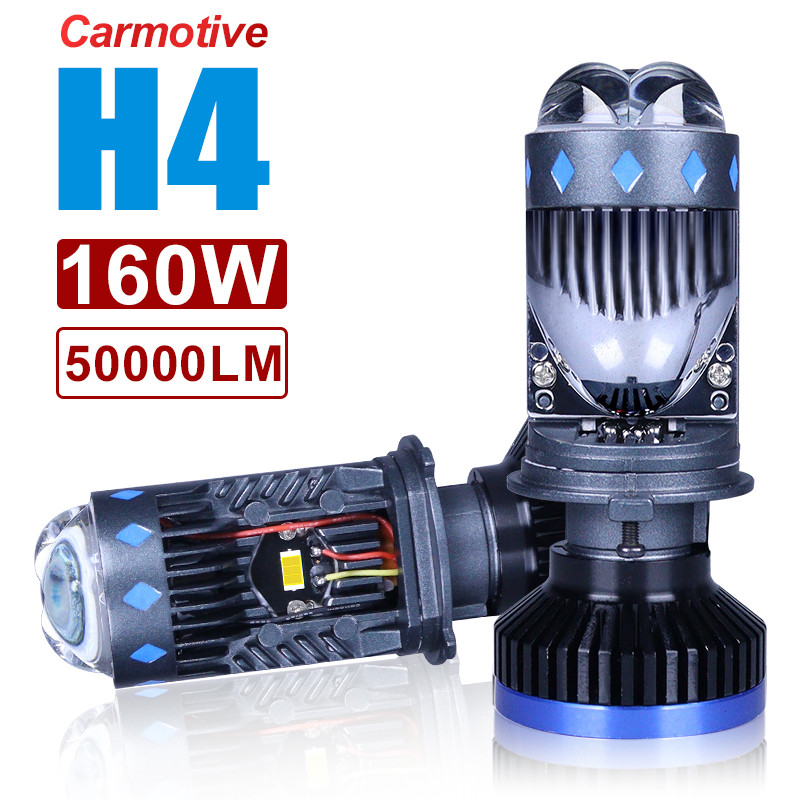 NEW LED H4 160W 50000LM LED Mini Bi-led Lens Turbo Fan Car