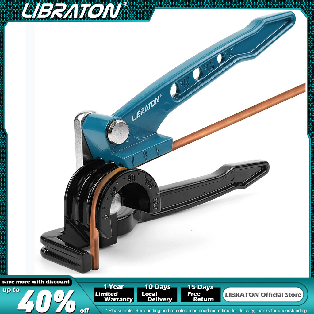 Libraton Copper Tube Bender, Tubing Bender 180°, Tube Bender 1/4", 5/16", 3/8", 3in1 Copper Pipe Ben