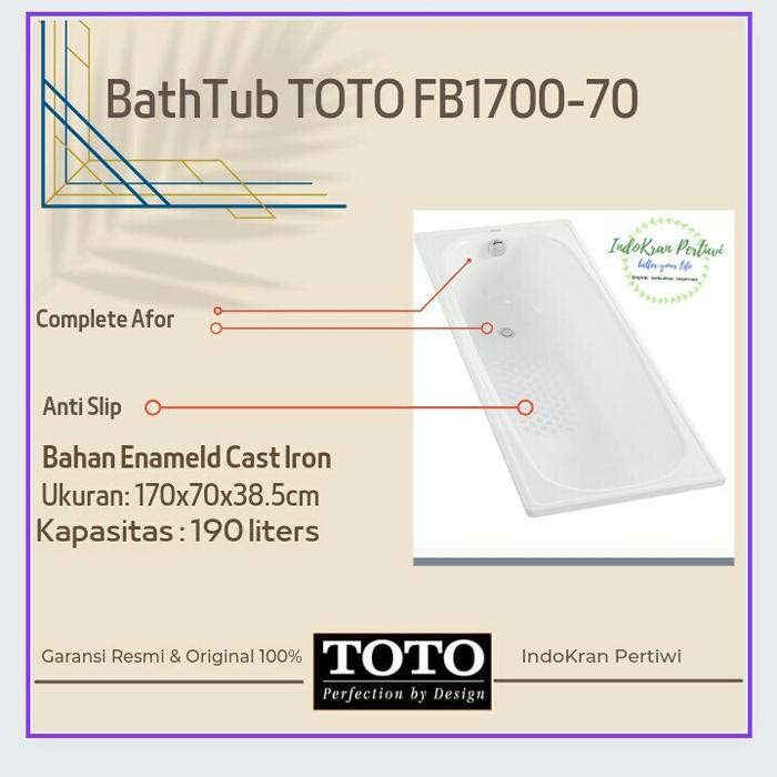 Bathtub Bak Mandi Toto Fb1700-70(Include Afor) /Bathtub Toto Fb1700-70/Bak Mandi Toto Fb1700-70