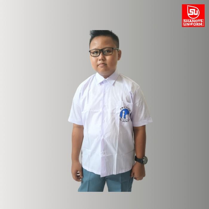 TERLARIS Shandys Uniform I Baju seragam SMA Al Azhar lengan pendek Putih Pria Katun size l pakaian