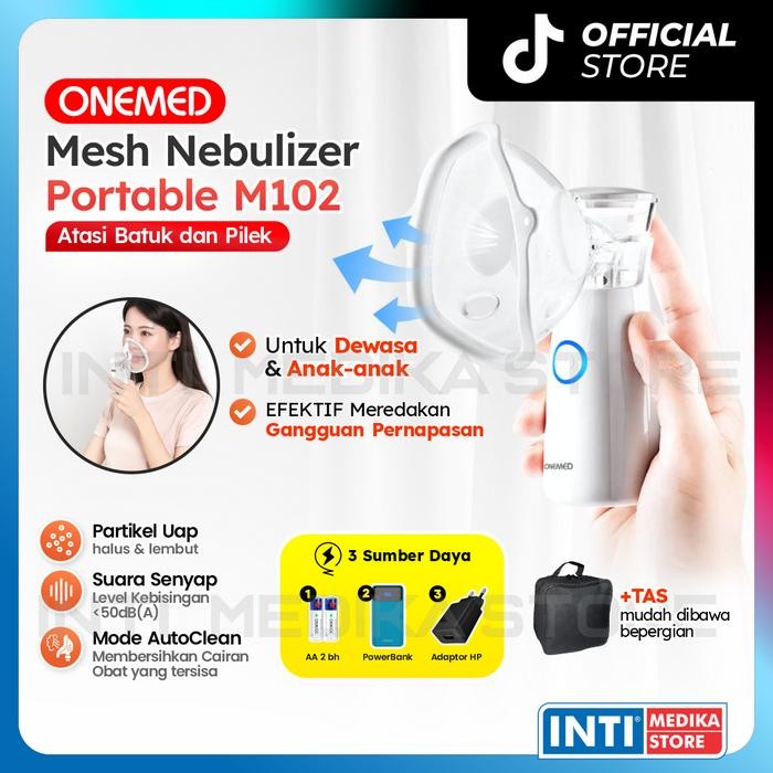 KJB ONEMED - Nebulizer Portable M102 Mesh Nebulizer Alat Terapi Uap Obat